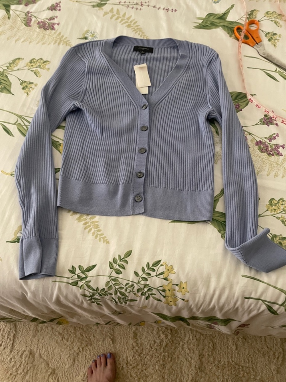 Banana Republic Lavender Ribbed V-Neck Button Cardigan